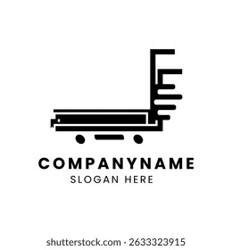 book trolley cart with bold geometric lines. Suitable for bookstore, library service, publishing company, or delivery brand identity
