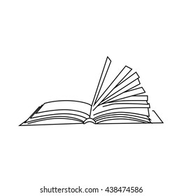 Book With Turn Over Pages Icon, Outline Style