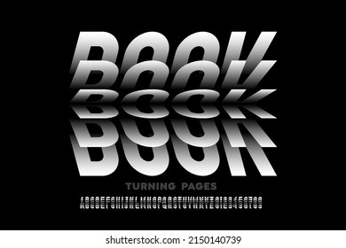 Book turning pages style font design, alphabet letters and numbers vector illustration