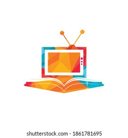 Book TV vector logo template design. Unique bookstore, library and media logotype design template.	
