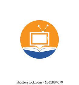 Book TV vector logo template design. Unique bookstore, library and media logotype design template.	
