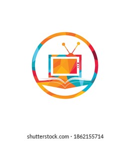 Book TV vector logo template design. Unique bookstore, library and media logotype design template.	
