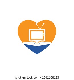 Book TV vector logo template design. Unique bookstore, library and media logotype design template.	
