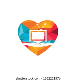 Book TV vector logo template design. Unique bookstore, library and media logotype design template.	
