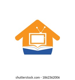 Book TV vector logo template design. Unique bookstore, library and media logotype design template.	