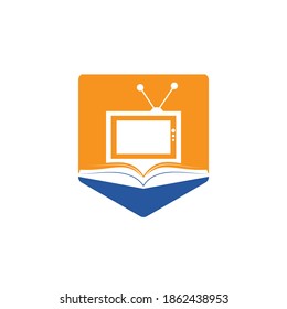 Book TV vector logo template design. Unique bookstore, library and media logotype design template.	
