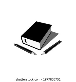 book and two pencils vector on white background