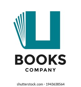 book u letter vector logo template. This design use font symbol suitable for education