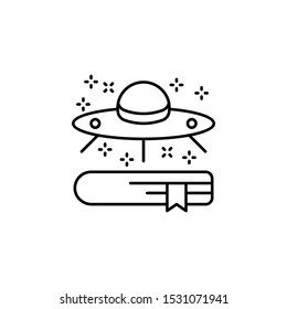 Book UFO science fiction icon. Element of literature icon