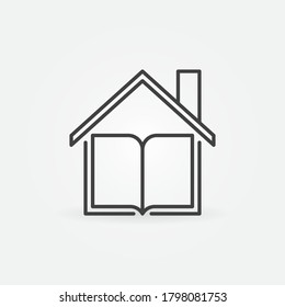 Book under the Roof linear vector Homeschooling concept icon or logo element