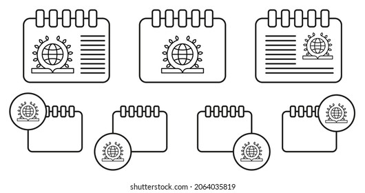 Buch, universell, Gesetz, Vektorsymbol in Kalender-Set-Illustration für i und ux, Website oder mobile Anwendungen