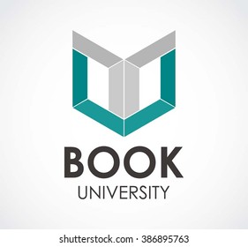 Book university of education abstract vector and logo design or template reading line business icon of company identity symbol concept