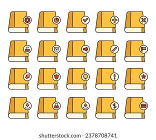 book and user interface icons set vector illustration