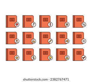 book and user interface icons set vector illustration
