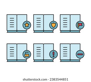conjunto de iconos de la interfaz de usuario y libro