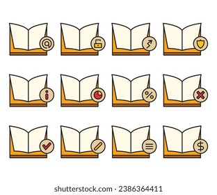 book and user interface icons set