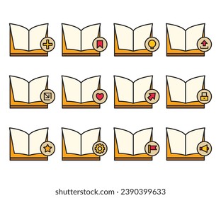 book and user interface icons set