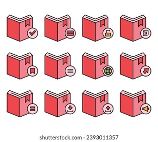 book and user interface icons set