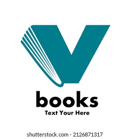 book v letter vector logo template. This design use font symbol suitable for education