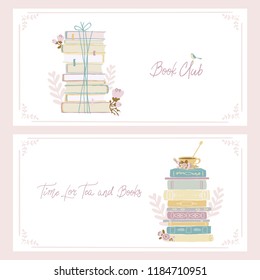 Book vector Childish hand-drawn illustration in simple cartoon style in pastel colors. Vintage Postcards or banner