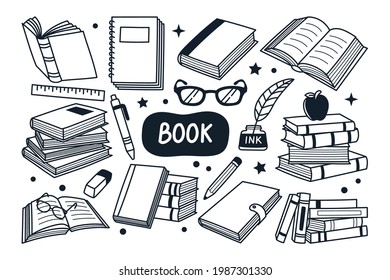 Book vector doodle illustration isolated background