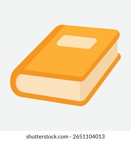 Vetor de livro - ícone de livro amarelo plano com rótulo em branco. Excelente para educação, materiais escolares, leitura, aplicativos de biblioteca, visuais de e-learning ou designs de aprendizagem digital
