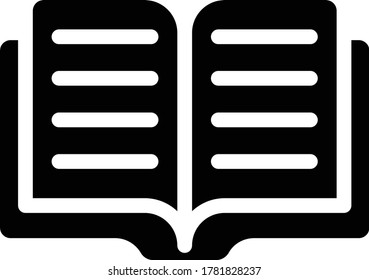icono plano de glifo vector de libro 