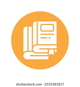 Book Vector Gylph Circle Design icon. Work In Progress Symbol on White background EPS 10 File