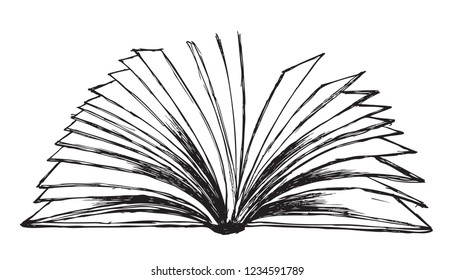 Book vector. Hand drawn illustration in sketch style.