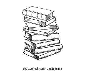Book vector. Hand drawn illustration in sketch style.