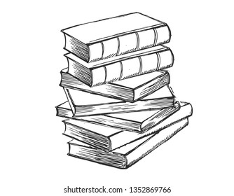 Stack Books Isolated On White Hand Stock Vector (Royalty Free) 621768914