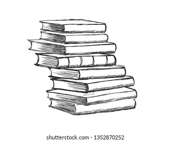 Book vector. Hand drawn illustration in sketch style.