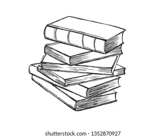 Book vector. Hand drawn illustration in sketch style.