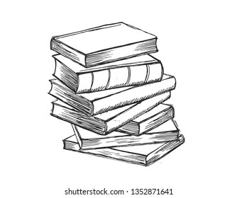 Stack Books Isolated On White Hand Stock Vector (Royalty Free) 621768914