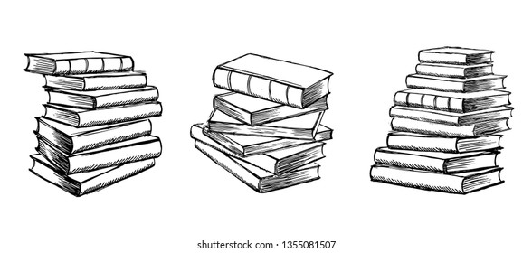 Book vector. Hand drawn illustration in sketch style. 