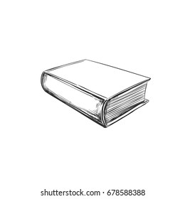 Book. Vector hand drawn illustration. Sketch style. Icon. Retro. Vintage. Can be used as logo for bookstore or shop, library, educational or learning concept