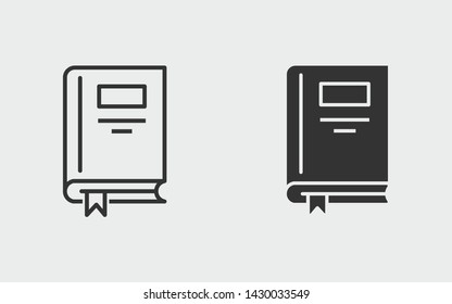 Book vector icon. Black illustration isolated on white. Simple pictogram for graphic and web design.