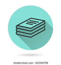 Book vector icon. Black Illustration isolated on green background for graphic and web design.