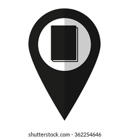 Book - vector icon;  black map pointer