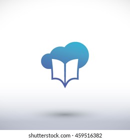 Book vector icon. Cloud pictogram. Graphic symbol for web design, logo. Isolated sign on a white background.