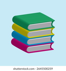 Buchvektor-Symbol, Farbbuchvektor, gestapelte Bücher