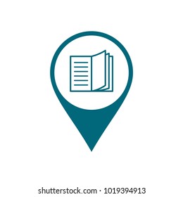 book vector icon conception with pin locator symbol 