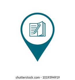 book vector icon conception with pin locator symbol 