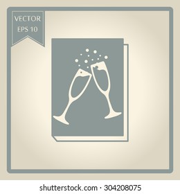 book - vector icon with glasses of champagne 