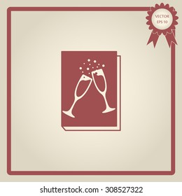 book - vector icon with glasses of champagne 