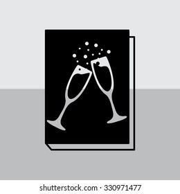 book - vector icon with glasses of champagne 
