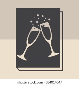 book - vector icon with glasses of champagne 