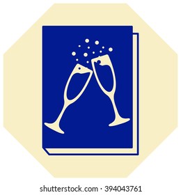 book - vector icon with glasses of champagne 