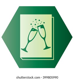 book - vector icon with glasses of champagne 