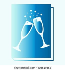 book - vector icon with glasses of champagne 